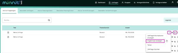 Bild Umfragebib Ergebnisse anzeigen