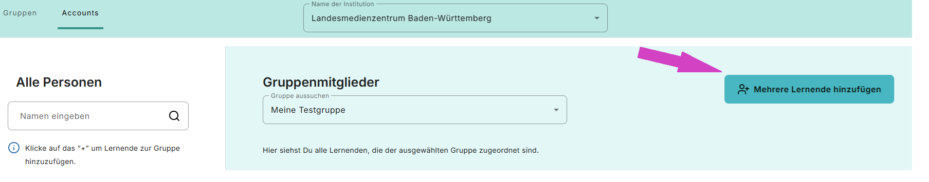 Lernende Hinzufügen