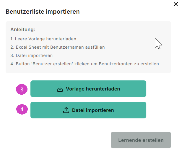 Benutzerliste importieren